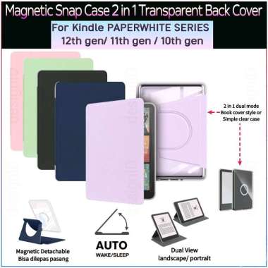 Magnetic Snap Case Kindle Paperwhite 12th 11th 10th Gen 2 in 1 Transparent Detachable cover designid