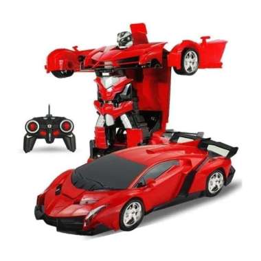 Mainan Anak Remot Control Mobil Berubah Jadi Robot Deformation Robot Transformers Lamborghini Merah