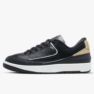 Sepatu Basket Wanita Nike Air Jordan 2 Retro Low 'Black Metallic Gold' (DX4401-001) Original 36