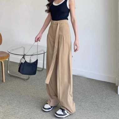 OBI PANTS - Celana Highwaist Trousers Loose Pants - Celana Kulot Wanita Kantor Formal Anti Kusut Cas
