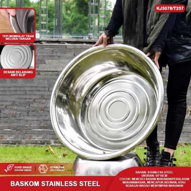Baskom Stainless Steel Jumbo Serbaguna Wadah Makanan Cuci Makanan/Alat Makan Anti Karat Food Grade 6
