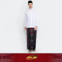 Sarung ATLAS Idaman 555 Kembang Motif BHS A5 GSG Hitam Merah 03