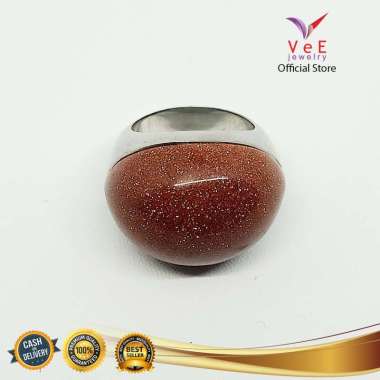 Cincin Titanium Batu Pasir Emas - VeE Cincin Wanita Pria