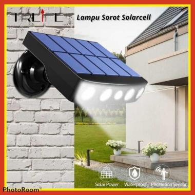 Lampu Taman Sorot Solarcell Panel Tenaga Surya 4 LED Sensor Gerak