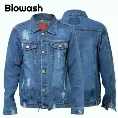 Jaket Sobek Pria Jeans Denim Not Levis Original biowash XXL