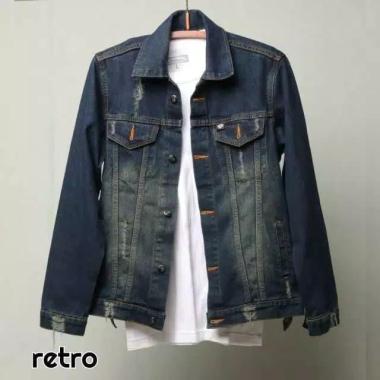 Jaket Sobek Pria Jeans Denim Not Levis Original retro XL