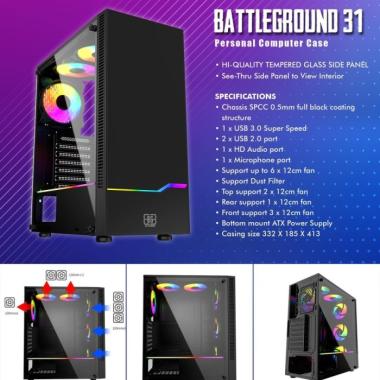 Casing Simbadda BattleGround 31 - ATX, mATX Tempered Glass
