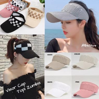 Topi Zumba / Visor Cap / Topi Golf / Topi Pantai / Topi Senam Bahan Rajut Elastis Gaya Korea Pink Po