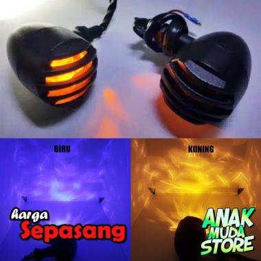 Lampu Sein Sen Bulat Model Chip Motor Klasik Custom CB W175 KLX XRide warna Kuning