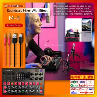 Soundcard M9 mixer effect bluetooth mic podcast karaoke live recording