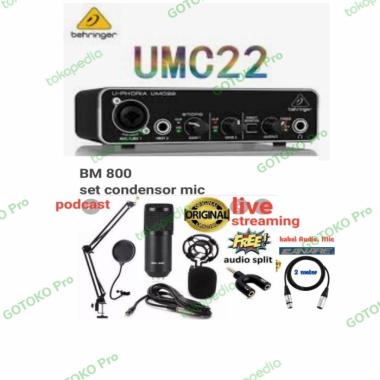 Behringer UMC22 audio interfase , mic BM 800 Paket Recording,podcast,