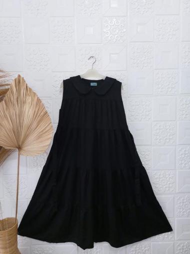 Midi Gamis Yukensi Tanpa Lengan Katun Rayon Twill Premium Hitam