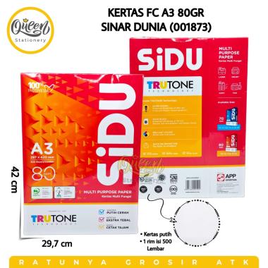 1 RIM KERTAS FC A3 80GR SINAR DUNIA KERTAS PUTIH PRINT FOTOCOPY HVS 80 GRAM (001873)