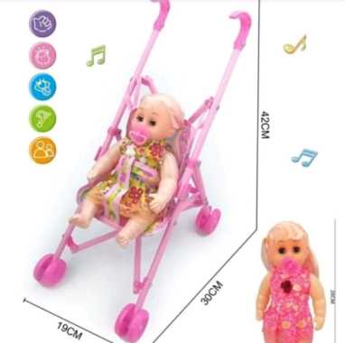 Mainan Anak Stoller Dorongan Boneka Nangis Boneka Cewek