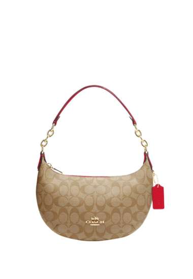 COACH Payton Hobo In Signature Canvas Electric Red