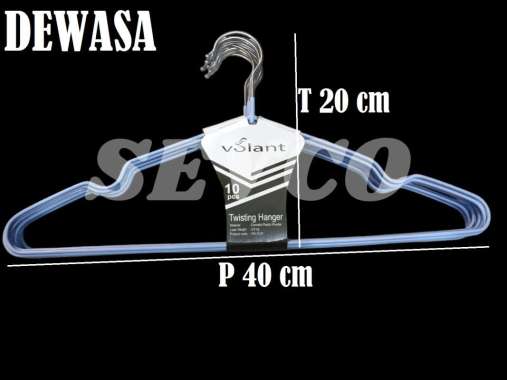 1 PACK Gantungan baju hanger kawat stainless lapis karet VOLANT ( ISI 10 PCS ) dewasa