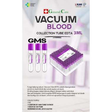 ONEHEALTH Tabung EDTA 3ML Pack isi 100 Pcs - EDTA GLASS