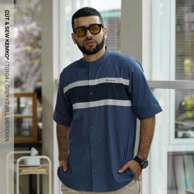 SAMASE KEMKO CUT SEW T010 | Grey Twill Meridian Baju Kemeja Koko Pria M