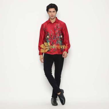 EF133 KEMEJA BATIK PRIA SATIN SILK PREMIUM LAPIS FURING/BATIK CHEONGSAM IMLEK/BATIK KANTOR PRIA FORM