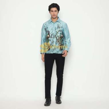 EF133 KEMEJA BATIK PRIA SATIN SILK PREMIUM LAPIS FURING/BATIK CHEONGSAM IMLEK/BATIK KANTOR PRIA FORM