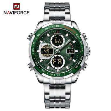 Jam Tangan Pria Naviforce NF-9197M Dual Time Strap Stainless Steel SS-6