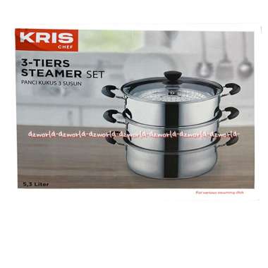 Krischef 3 Tier Steamer Set 30cm 5.3L Panci Kukus 3 Susun Bahan Stainless Steel Kris Chef