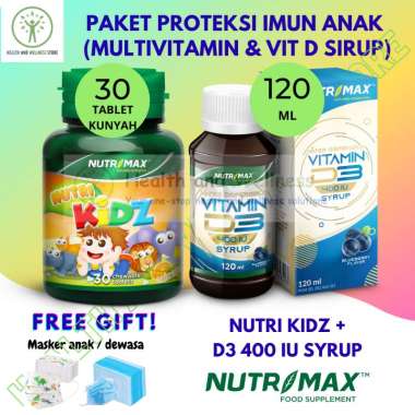 PROTEKSI IMUN ANAK NUTRIMAX NUTRI KIDZ MULTIVITAMIN 30 TABLET DAN D3 400 IU SYRUP 120 ML