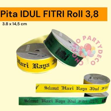 Pita LEBARAN IDUL FITRI Roll 3,8 / Selempang IDUL FITRI Hijau