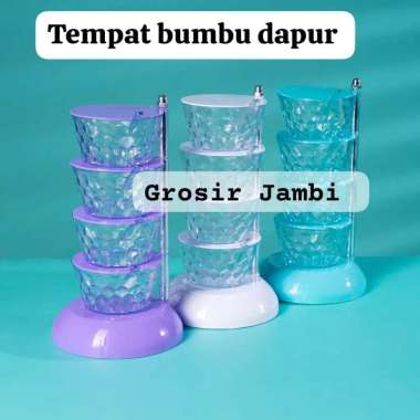 Tempat bumbu dapur rak putar 4 susun-4 terus seasoning box/rak putar bumbu/tempat bumbu akrilik Tanp