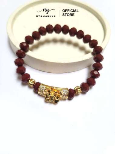 Nyamannya - Gelang Kristal Xuping Lapis Emas Bunga Tabung Pixiu Aster Series