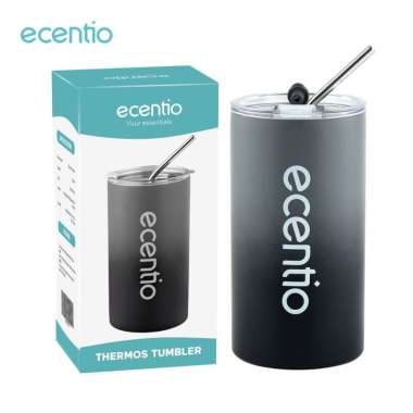 Ecentio Tumbler Mug Sedotan Vcuum Insulated Kopi Stainless Gelas Kopi 600ml tumbler