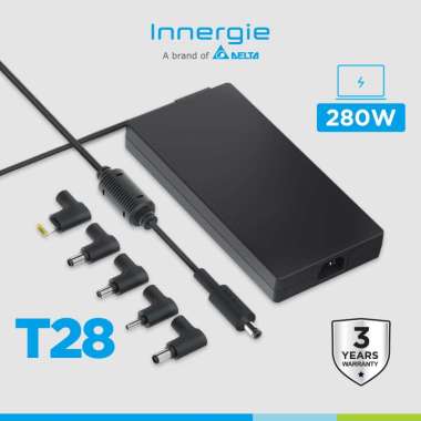 Innergie T28 280W Universal Gaming Laptop Charger – Adaptor Super Power 280W, 5 Tips Multi-Brand, Ka