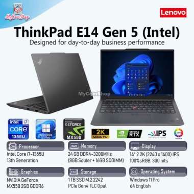 LENOVO THINKPAD E14 GEN 5 i7-1355U 24GB RAM 1TB SSD MX550 2GB 14" 2.2K