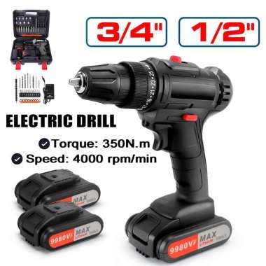 <> GD Bor Listrik Bor Tanpa kabel 2baterai +21v+box