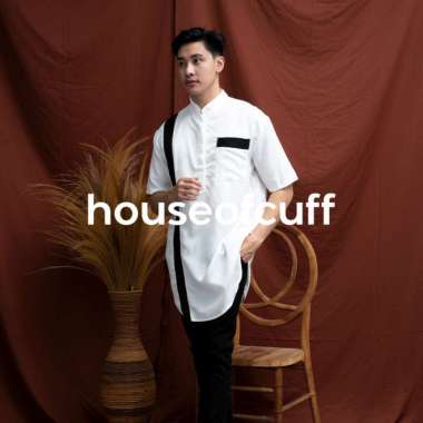 Baju Kemaja Kurta Pakistan Lengan Pendek Pria Putih