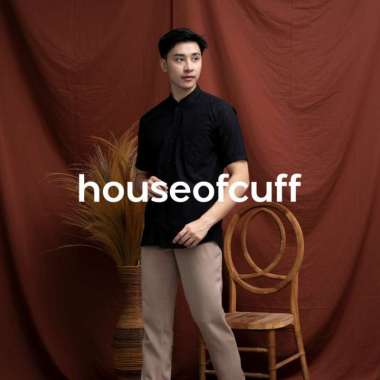 Houseofcuff Baju Kemeja Lengan Pendek Pria Hitam XL