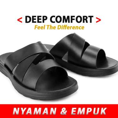 HM37 SANDAL PRIA SLIDE HUSH PUPPIES ORIGINAL SENDAL KULIT ASLI ORI HITAM BLACK