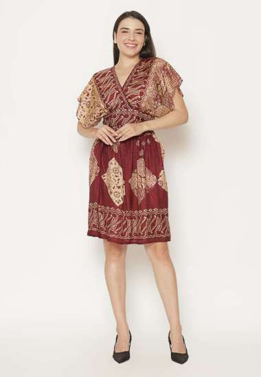 Etniq Craft Minji Crop Top Set Rok Batik Viscose-Maroon