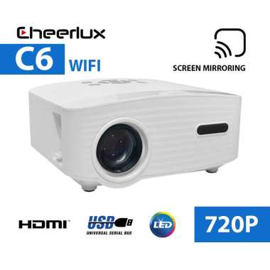 Cheerlux C6 Wifi Proyektor Anycast Airplay Screen Mirroring Projector Putih