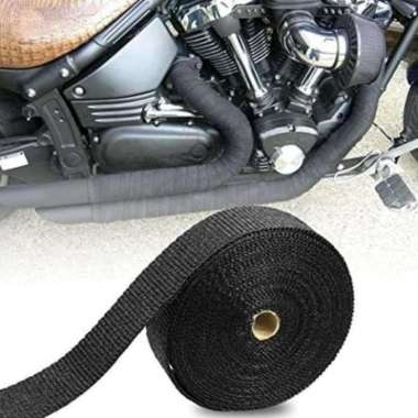 Lakban Peredam Panas Knalpot Motor Exhaust Wrap Black Glass 10 Meter Hitam