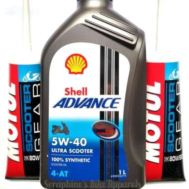 PAKET OLI SHELL ADVANCE ULTRA MATIC +OLI GEAR MOTUL|NMAX ADV AEROX PCX
