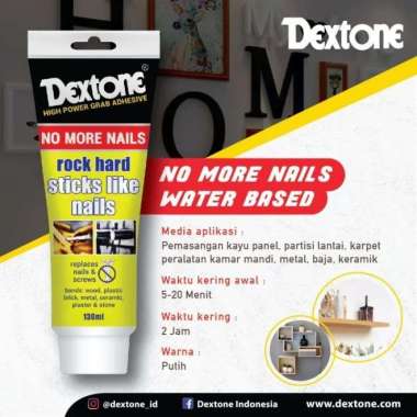 Dextone Lem Pengganti Paku No More Nails 130 ml / Lem Tanpa Paku untuk Keramik Kayu Metal Batu