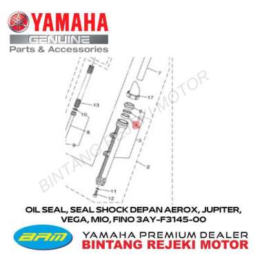 OIL SEAL, SEAL SHOCK DEPAN AEROX, JUPITER, VEGA, MIO,FINO 3AY-F3145-00
