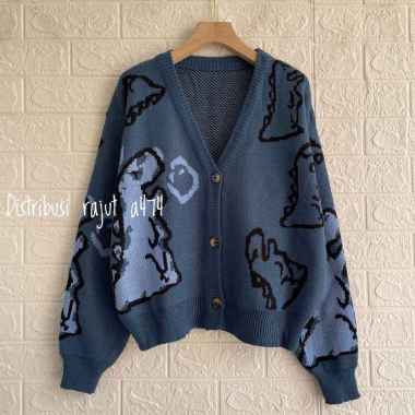 ZS Dino cardigan korean style jisoo bp knitwear unisex Cardigan denim Dino