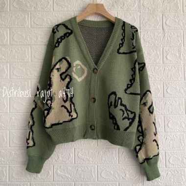ZS Dino cardigan korean style jisoo bp knitwear unisex Cardigan Dino mint