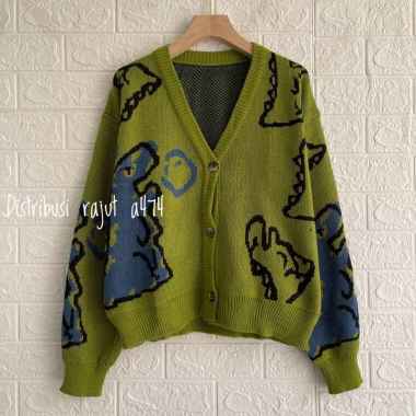 ZS Dino cardigan korean style jisoo bp knitwear unisex Cardigan Dino alvoka