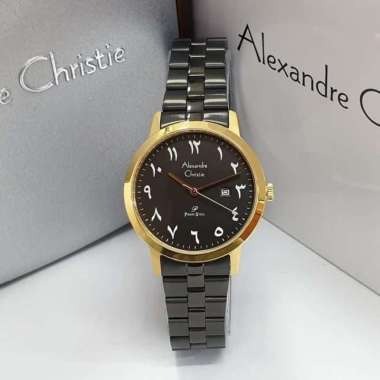 ALEXANDRE CHRISTIE AC 1007 AC1007 WANITA BLACK GOLD ANGKA ARAB ORI
