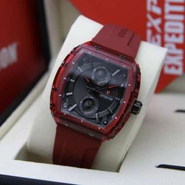 JAM TANGAN EXPEDITION E 6814 E6814 WANITA BLACK RED RUBBER ORIGINAL