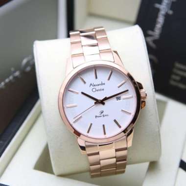 JAM TANGAN PRIA ALEXANDRE CHRISTIE AC 1034 / AC1034 RANTAI ORIGINAL ROSEGOLD WHITE