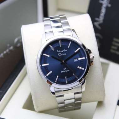 JAM TANGAN PRIA ALEXANDRE CHRISTIE AC 1034 / AC1034 RANTAI ORIGINAL SILVER BLUE